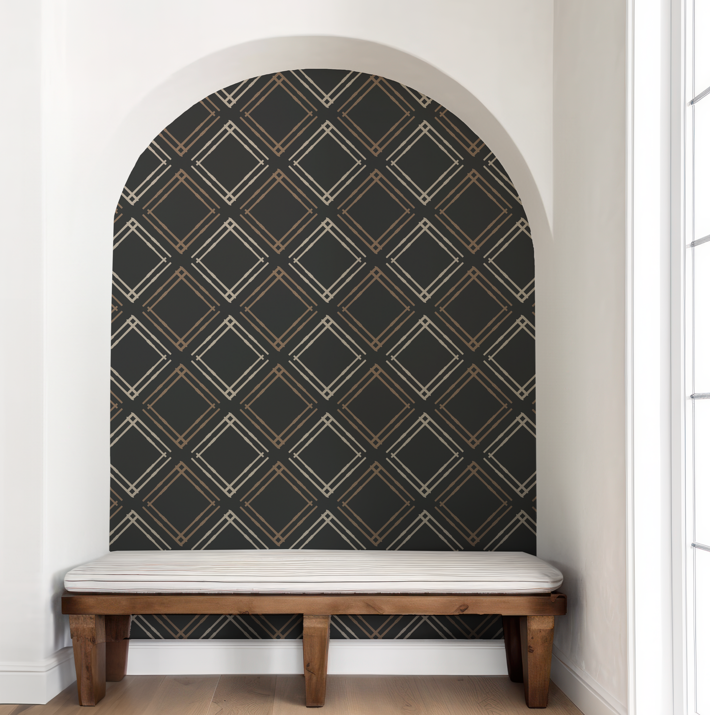 Mixed Ski Argyle on Black Wallpaper