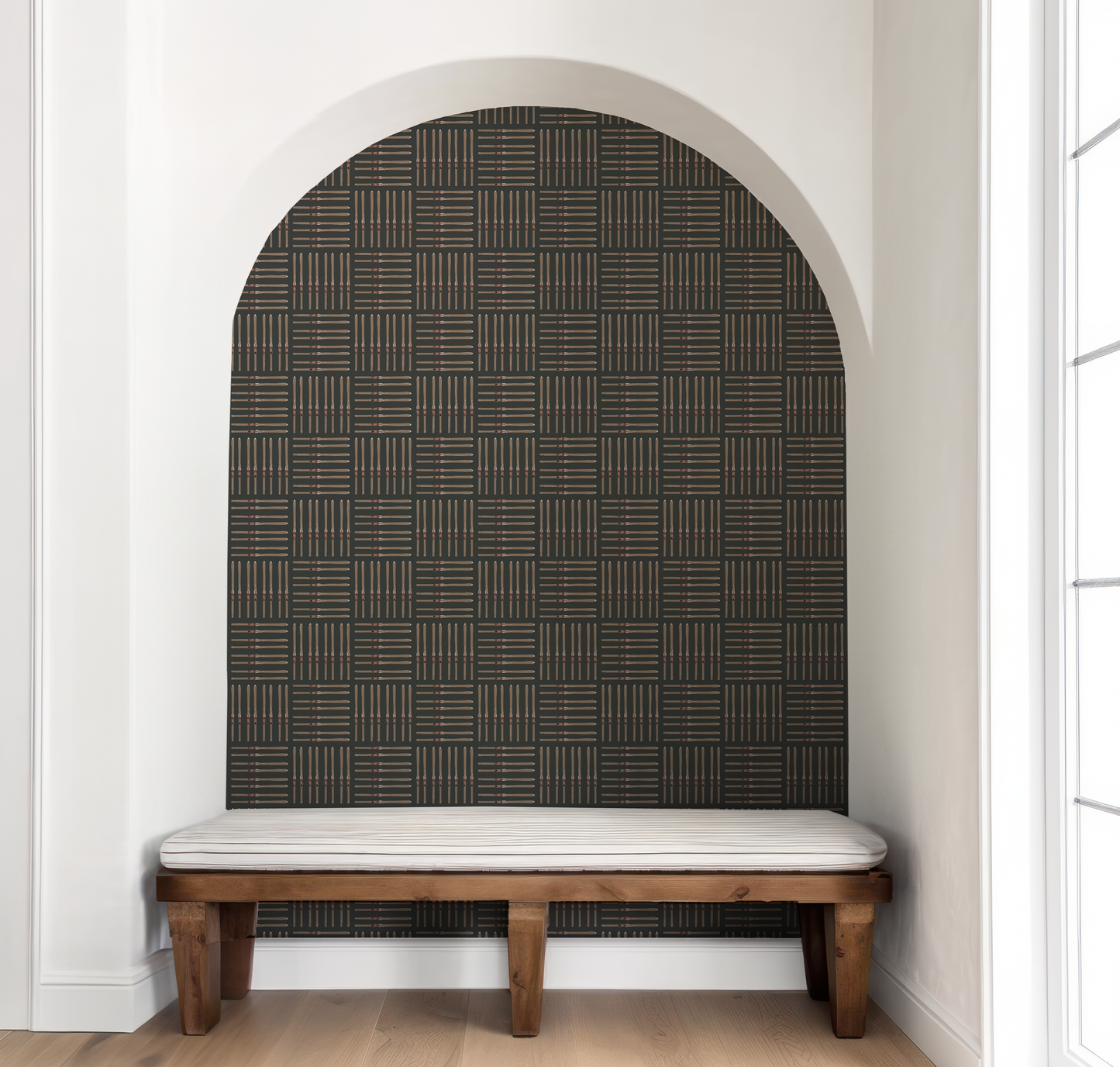 Vintage Ski Square on Black Wallpaper