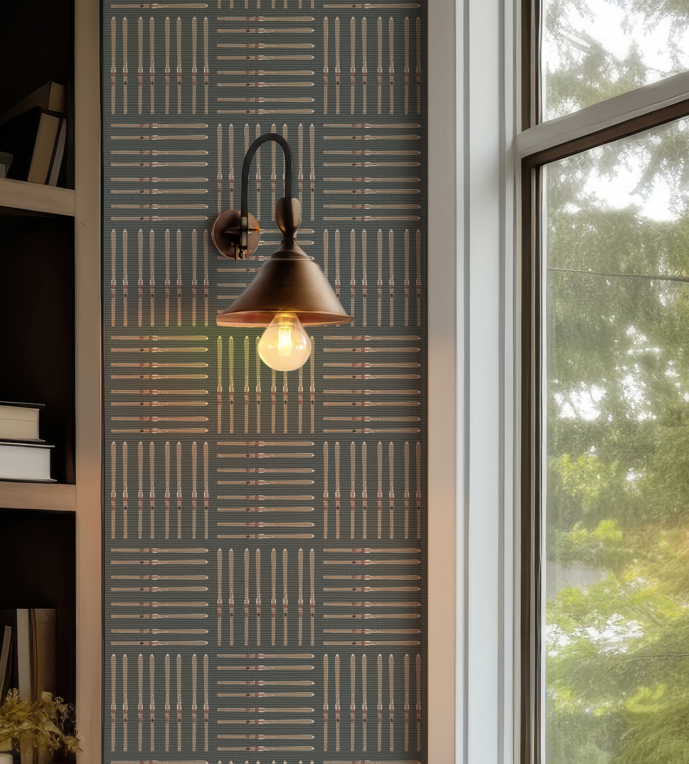 Vintage Ski Square on Black Wallpaper