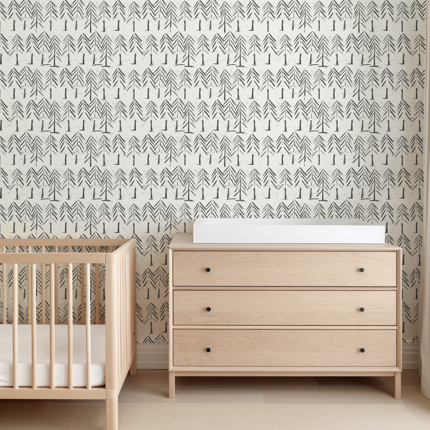 Tree Stripe Black and White Wallpaper