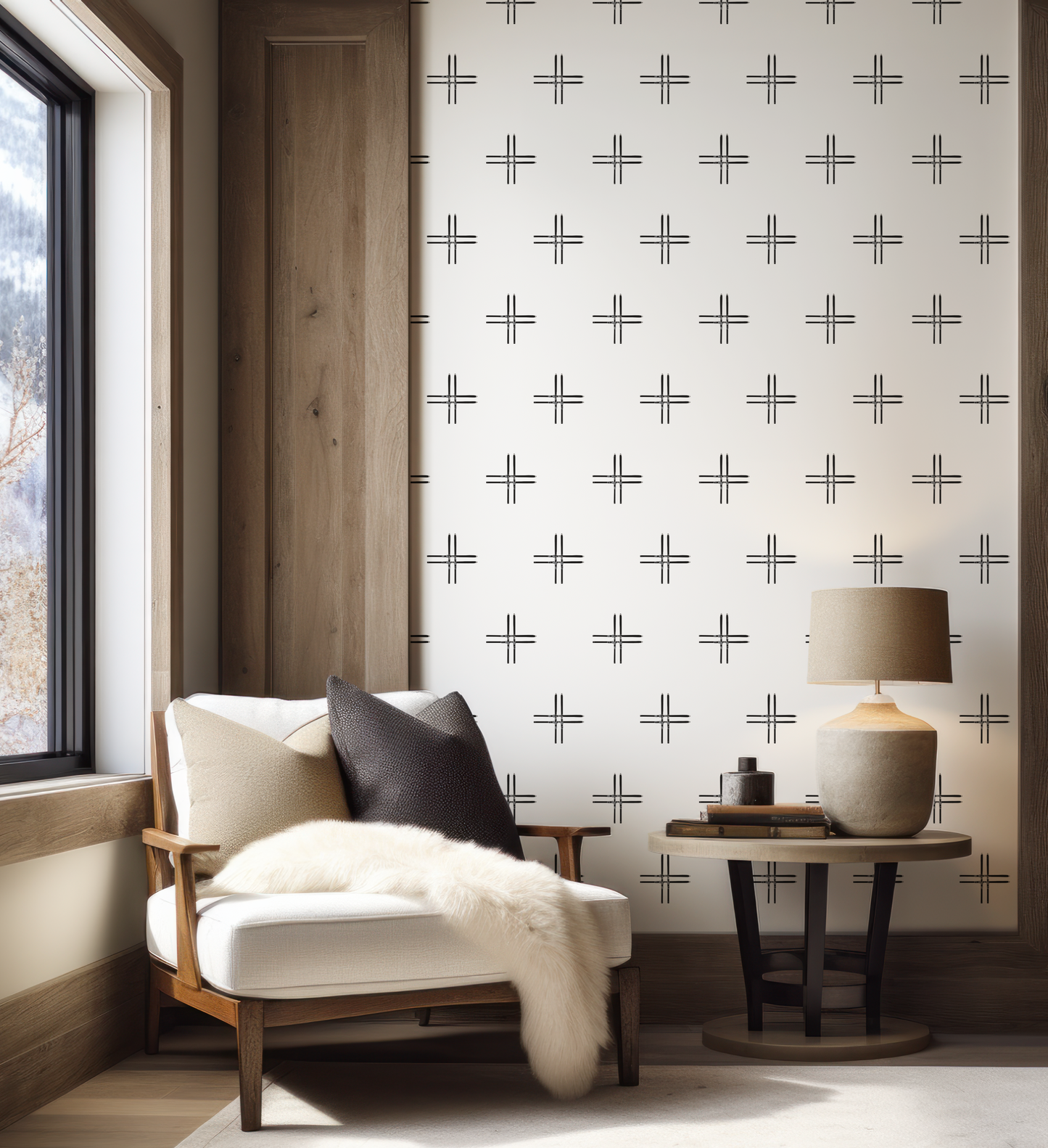 Ski Cross on White Wallpaper