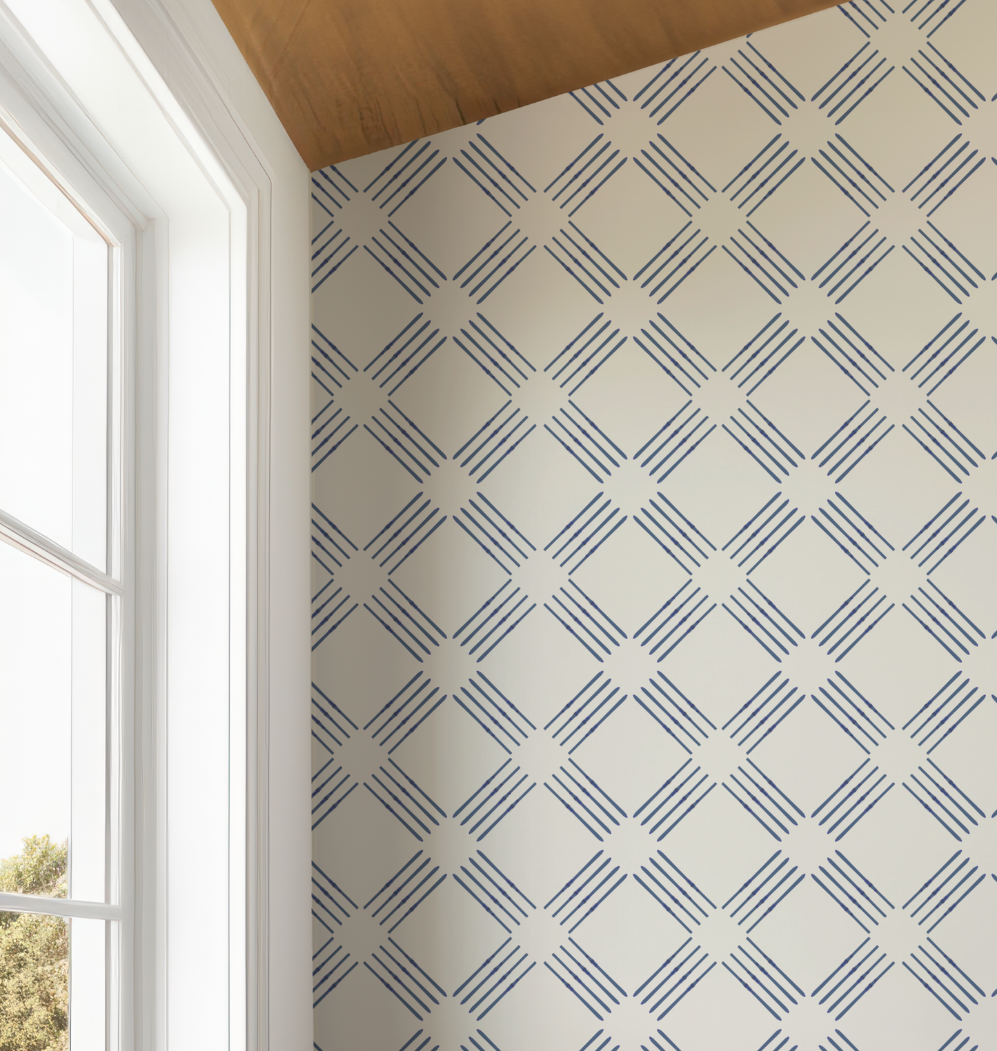 Blue Ski Quad on Off-White Wallpaper