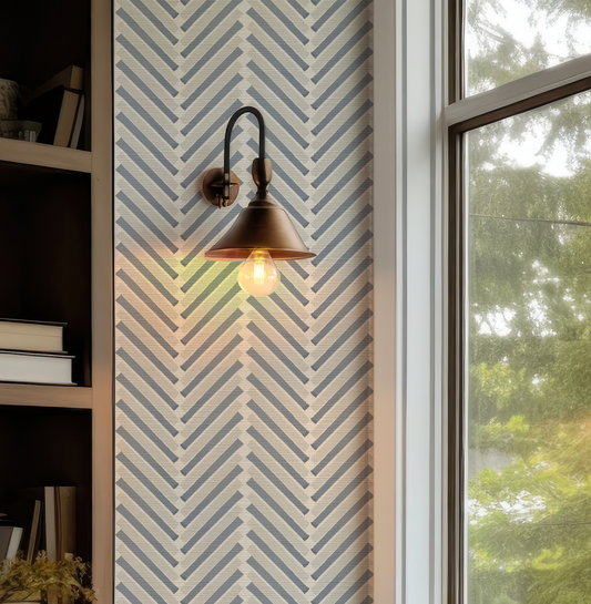 Chevron Beach Stripe LG on Off White Wallpaper