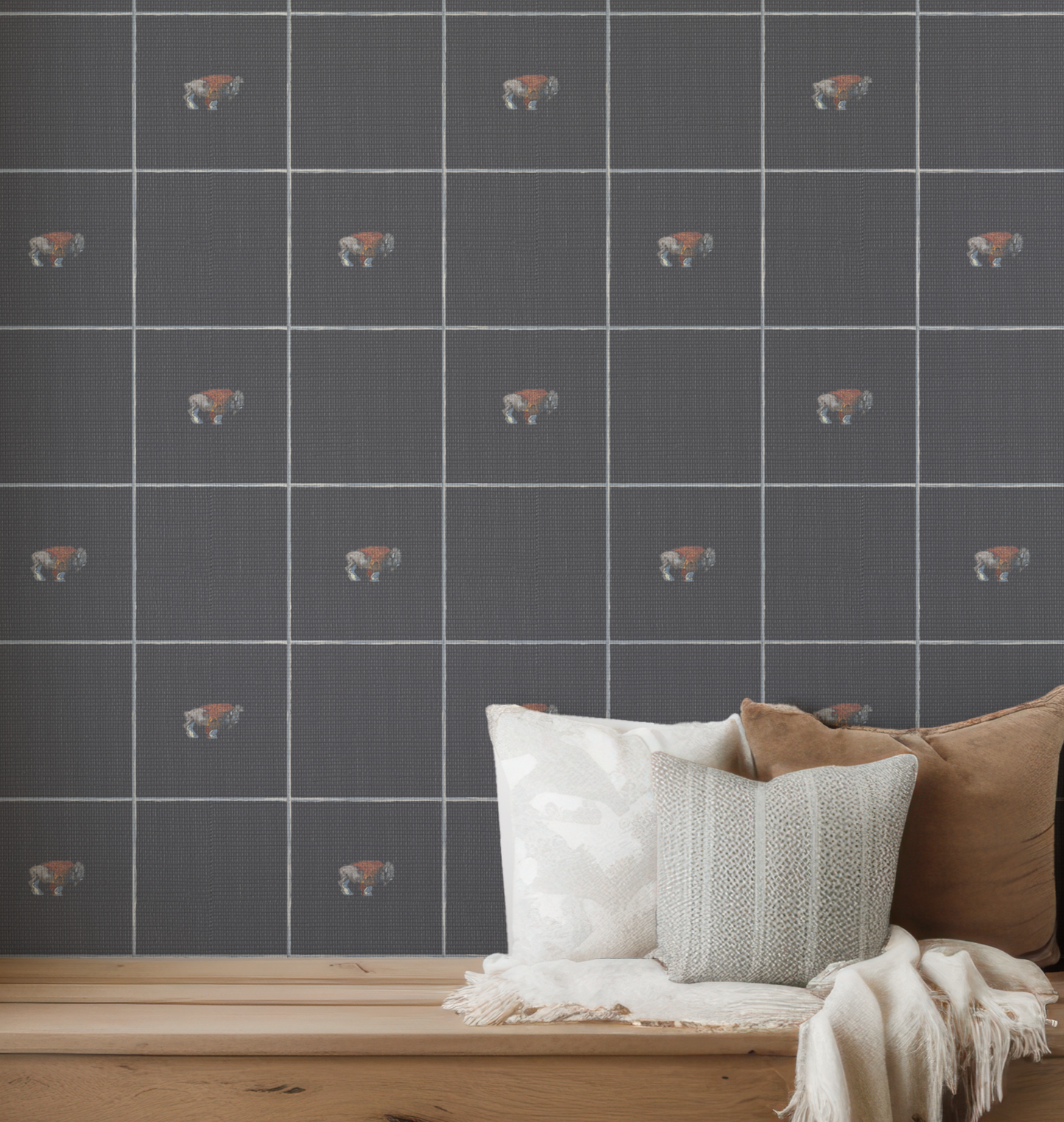 Buffalo Plaid Wallpaper on Navy Blue