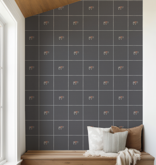 Buffalo Plaid Wallpaper on Navy Blue