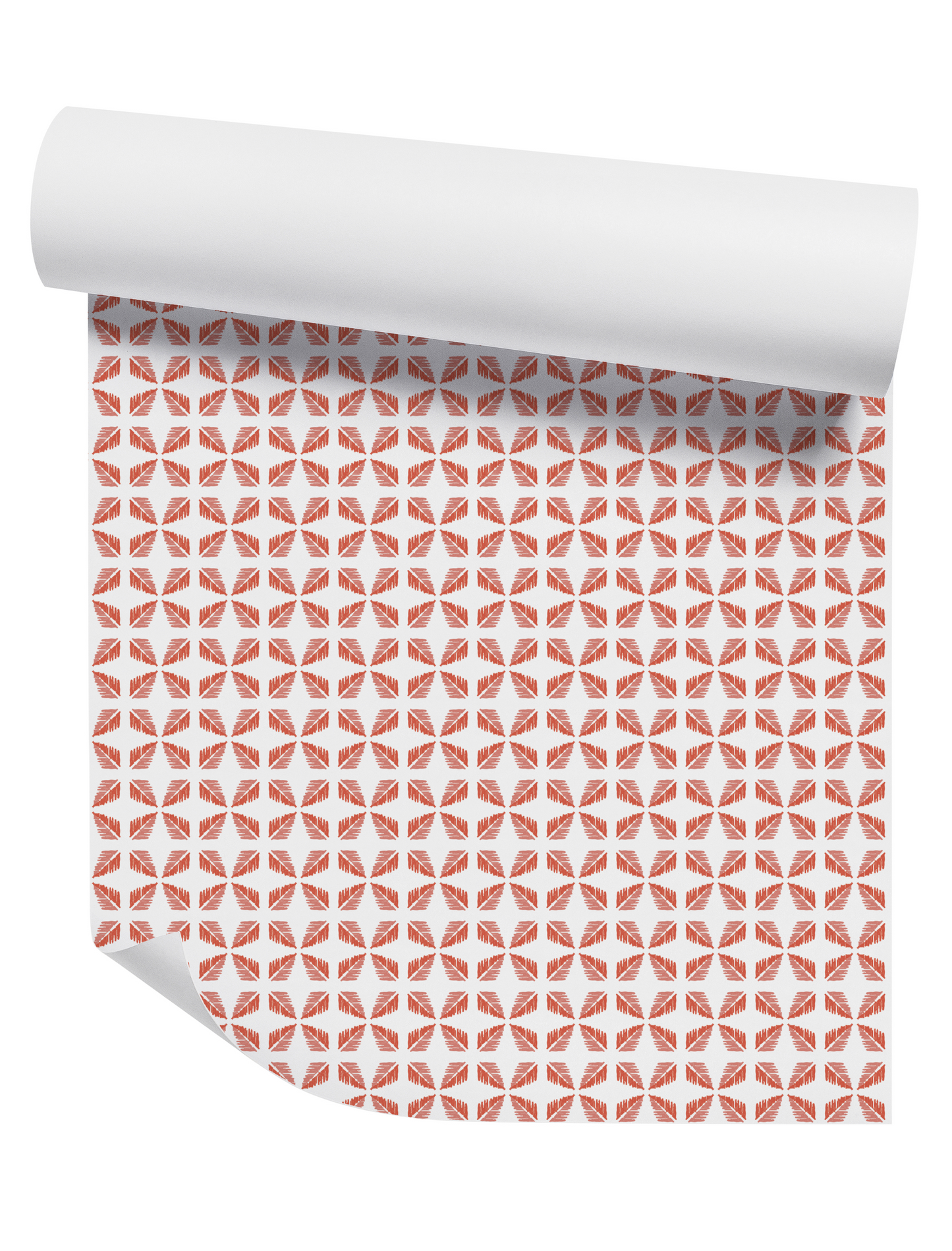 Geometric Leaves Coral and White Wallpaper