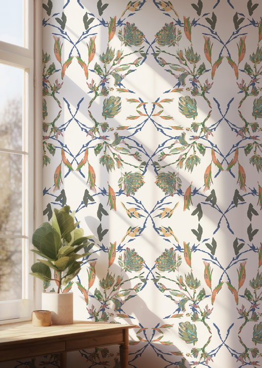 Santa Barbara Botanical On White Wallpaper