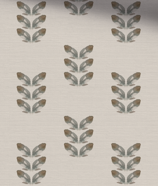 Painted Petal Triad on Off White Wallpaper