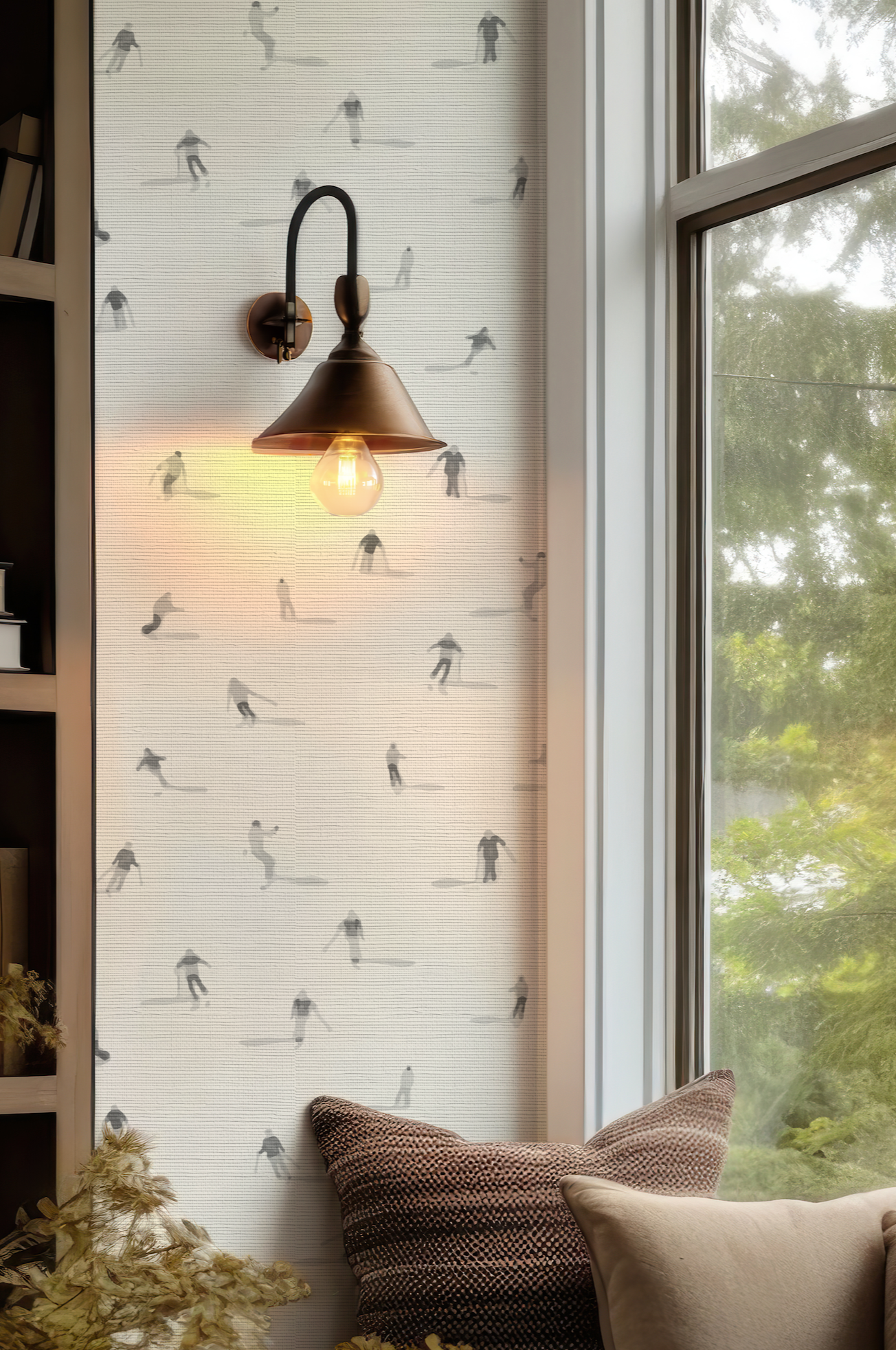 Ski Hill Grey and White Wallpaper