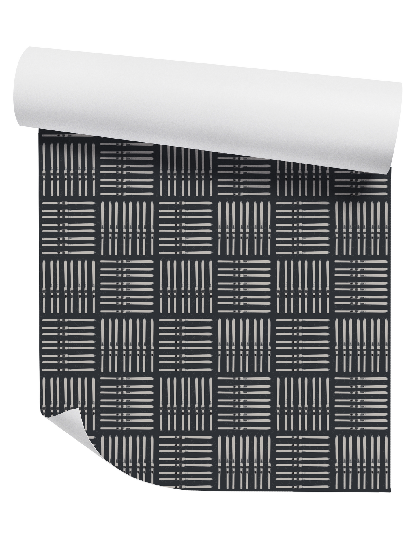 Taupe Ski Square on Black Wallpaper