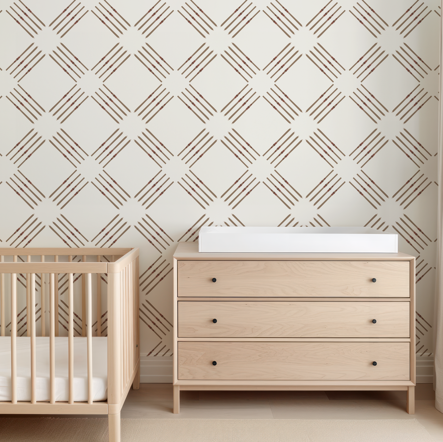 Natural Ski Quad on Off-White Wallpaper