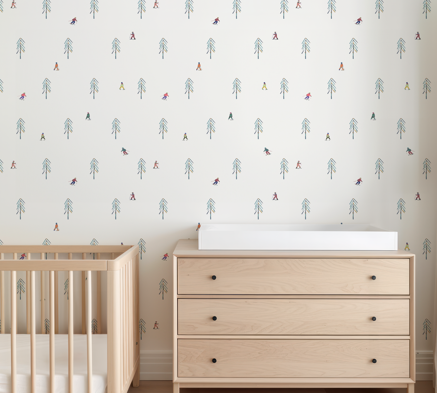 Kids Ski Day on White Wallpaper