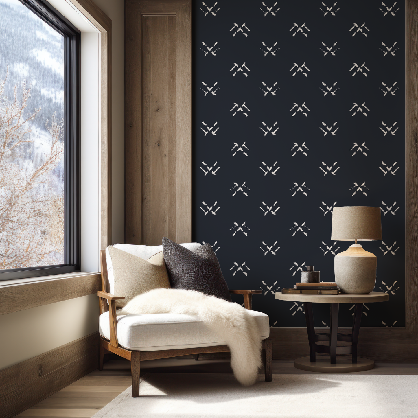 Dash Off White on Navy Wallpaper