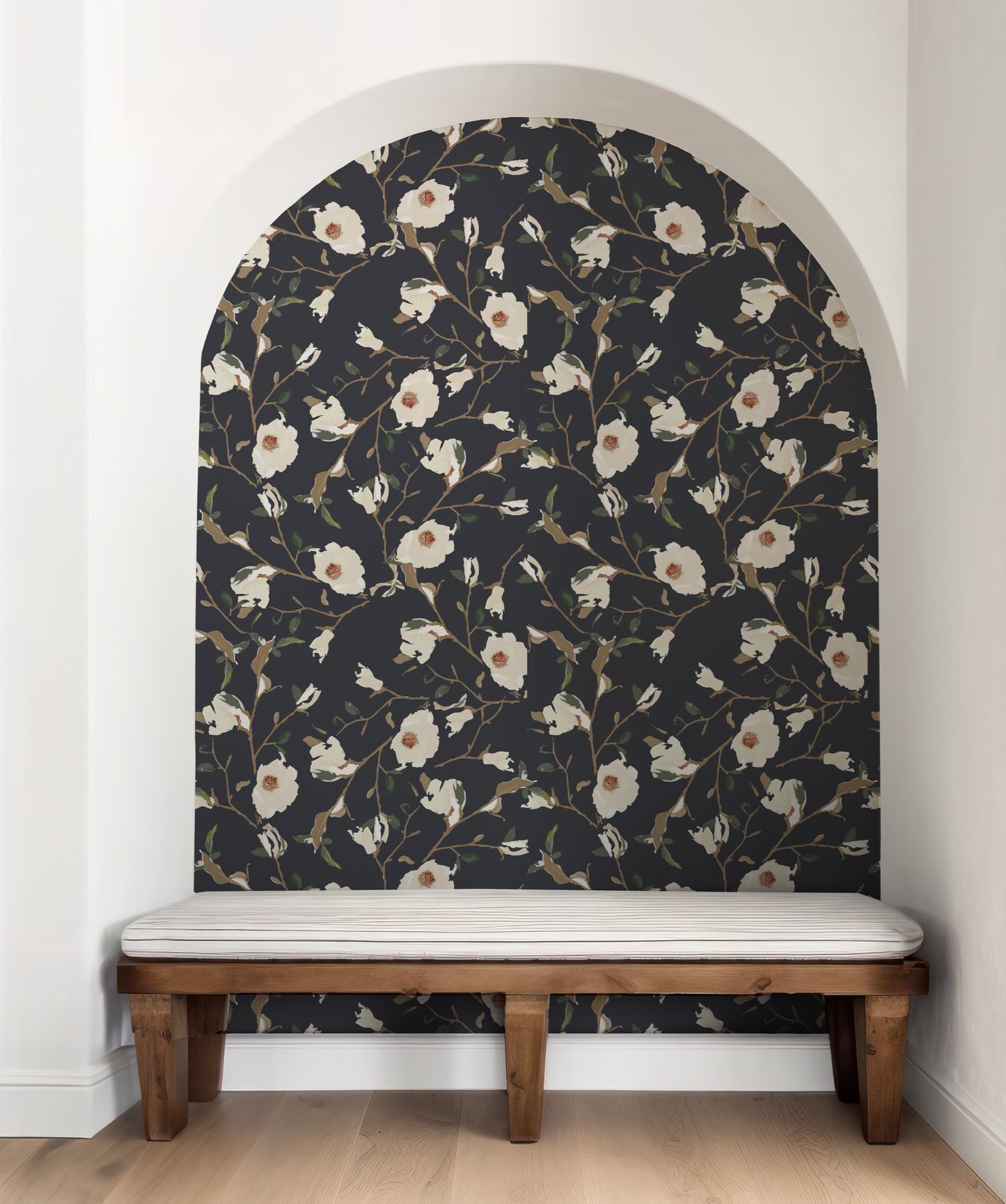 Magnolia Navy Wallpaper