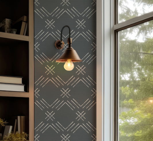 Ski Crossroads on Navy Blue Wallpaper
