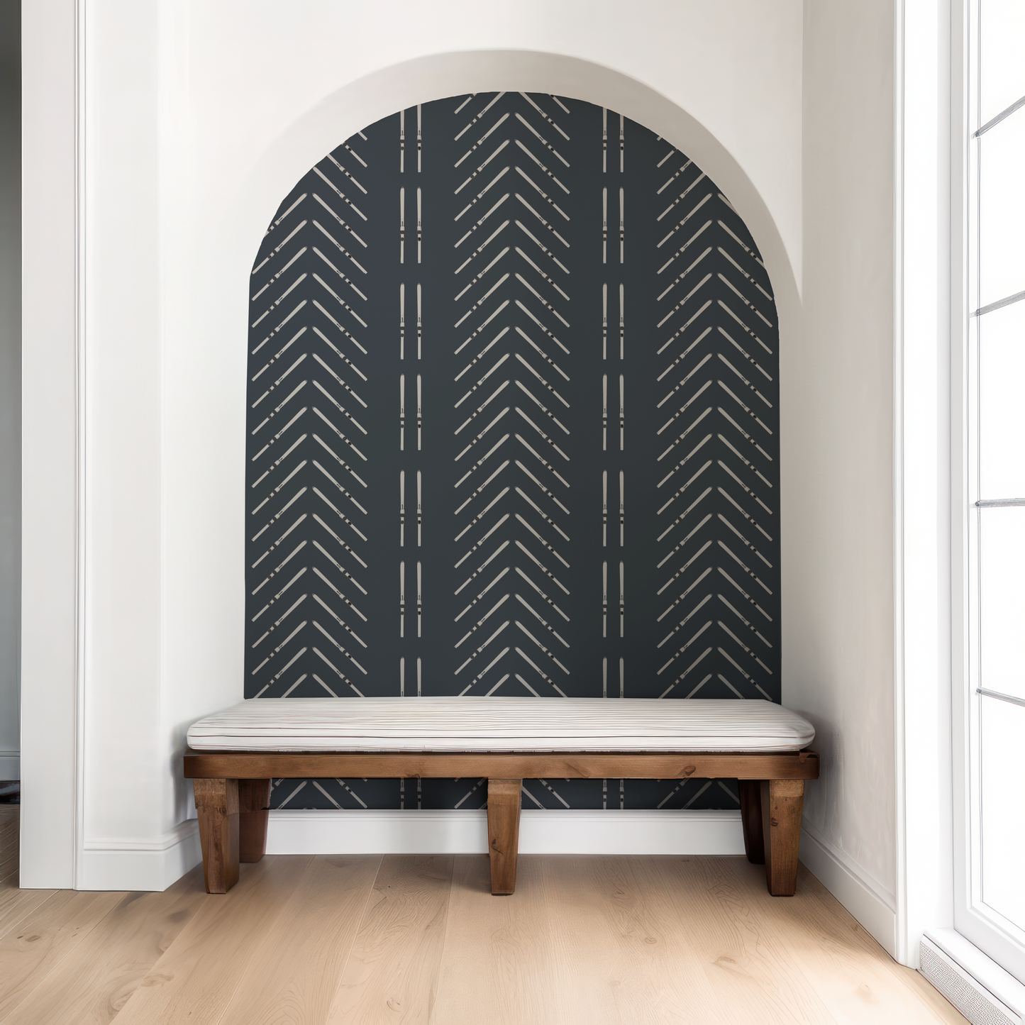 Ski Chevron and Stripe on Navy Blue Wallpaper