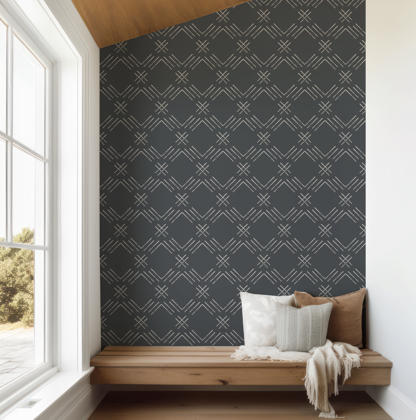 Gray Ski Diamond on Dark Navy Wallpaper