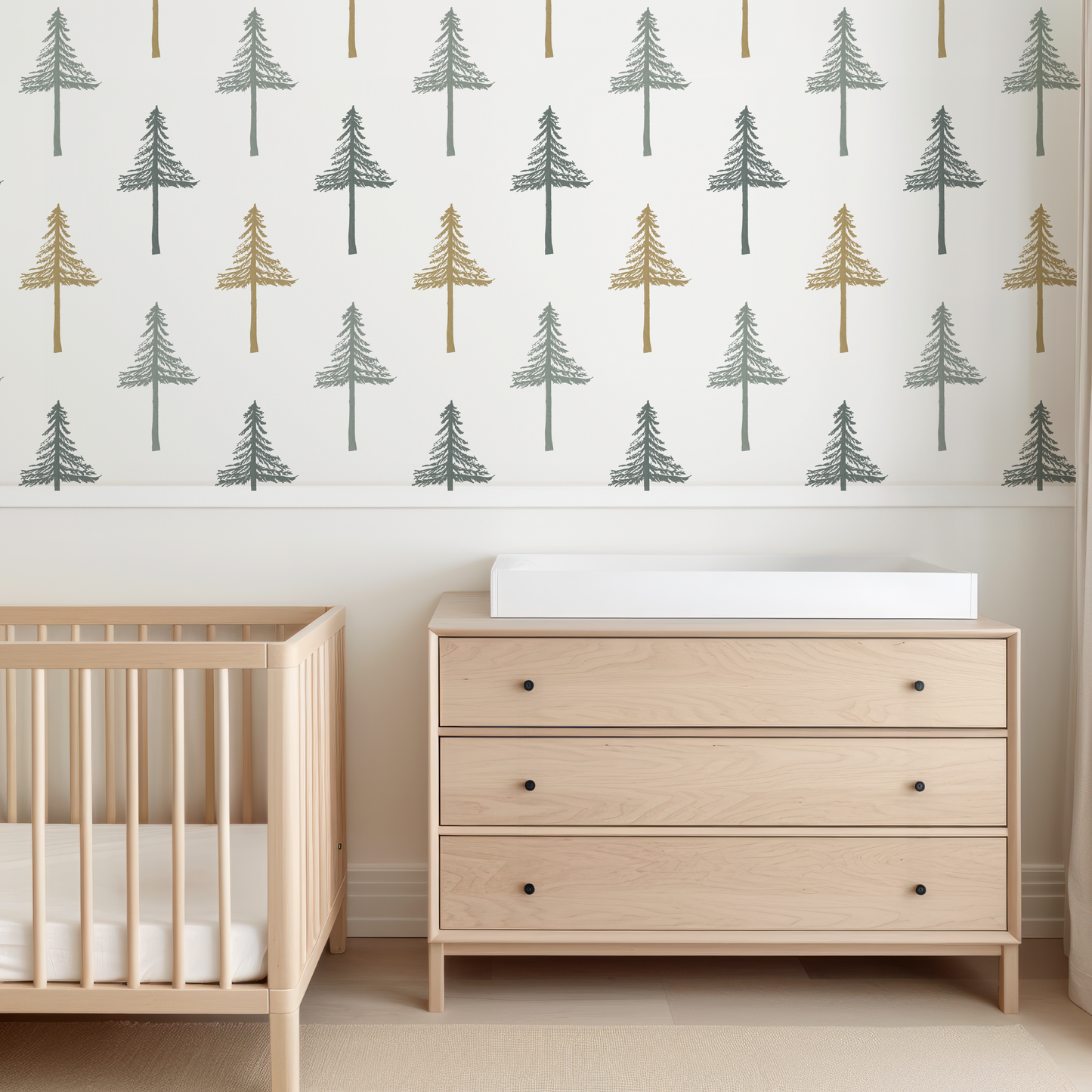 Pine Tree Sage Blend On White Wallpaper