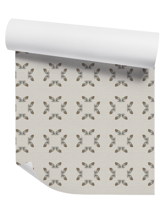 Painted Petal Square on Off White Wallpaper