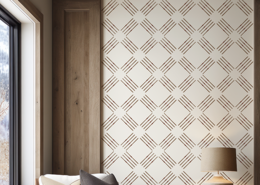 Natural Ski Quad on Off-White Wallpaper