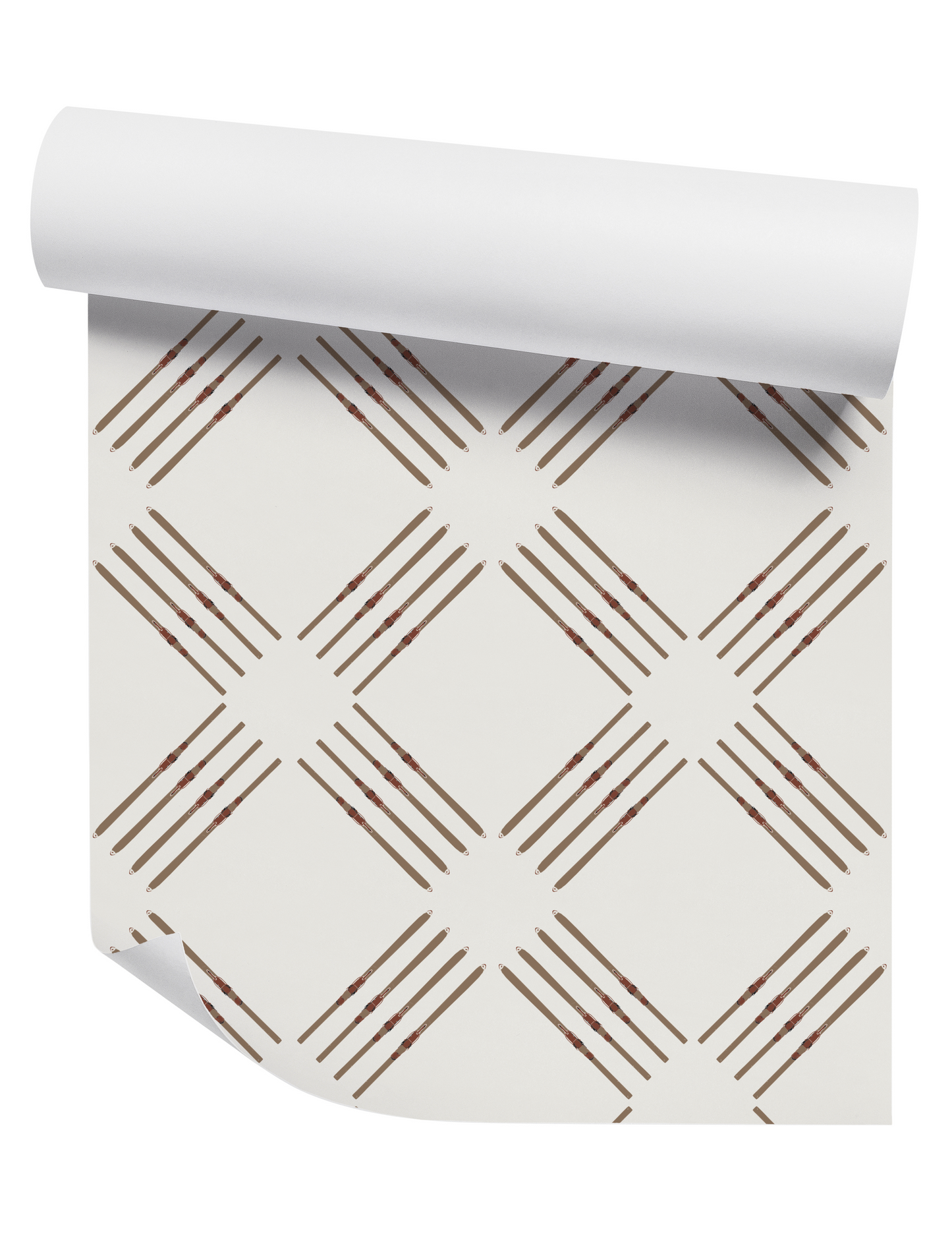 Natural Ski Quad on Off-White Wallpaper