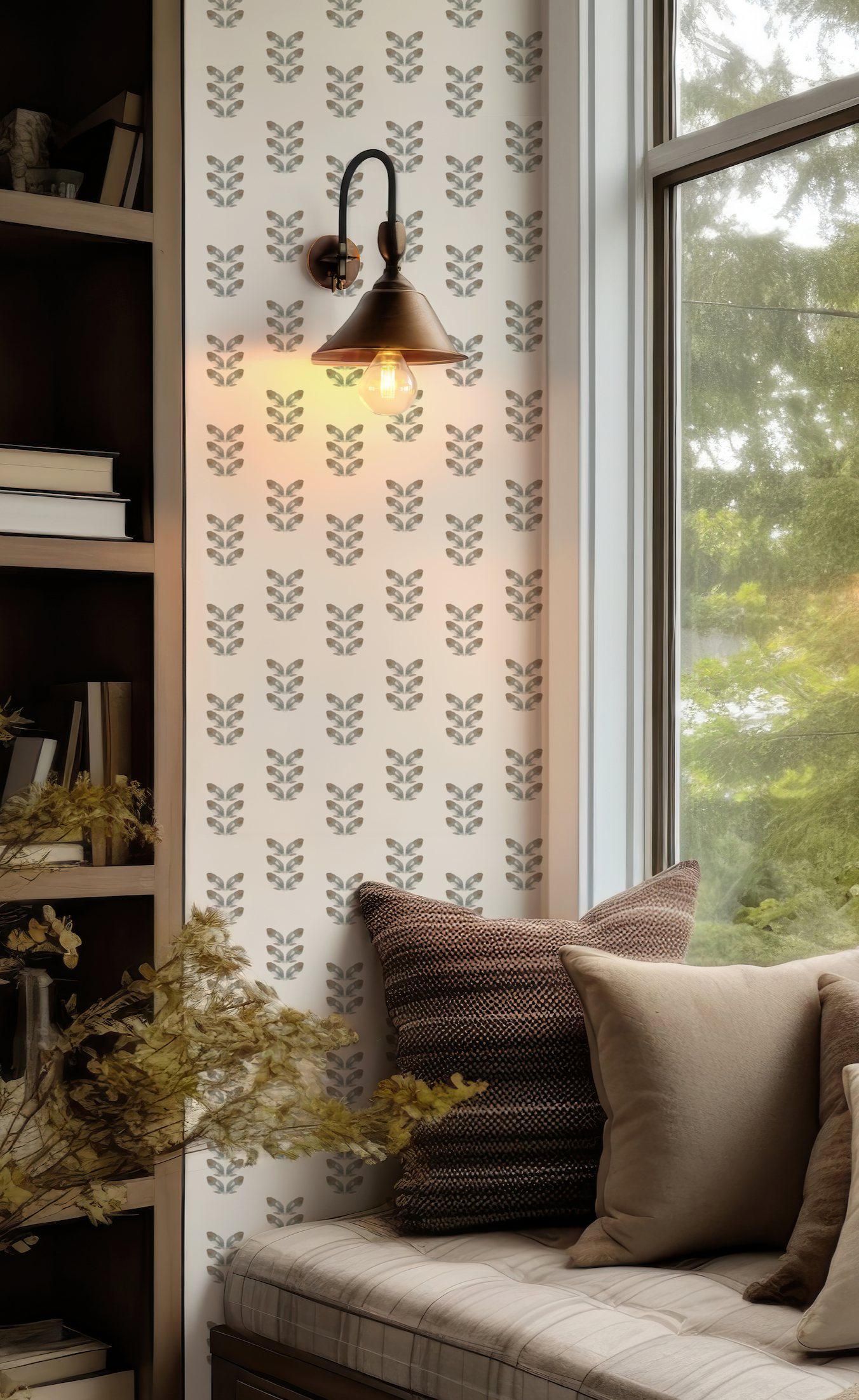 Painted Petal Triad on Off White Wallpaper