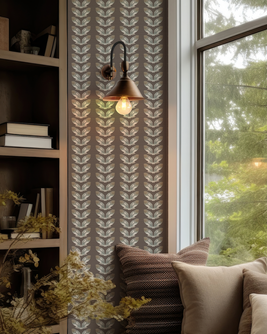 Petal Stripe on Deep Chestnut Wallpaper