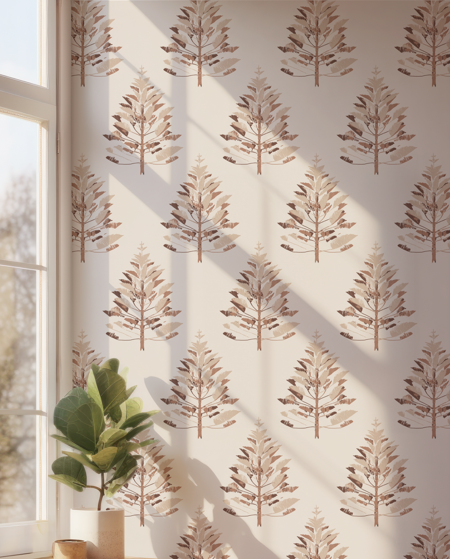 Norfolk Pine Wallpaper Off White