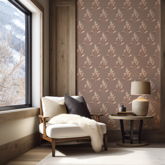 Norfolk Pine Wallpaper On Terracotta