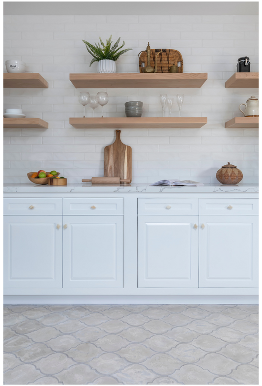 Willow + Wild Park Kitchen 5A Early Gray Limestone Tile Arabesque Tile - Per Square Foot - Ships On Truck With Lift Gate ( If needed )