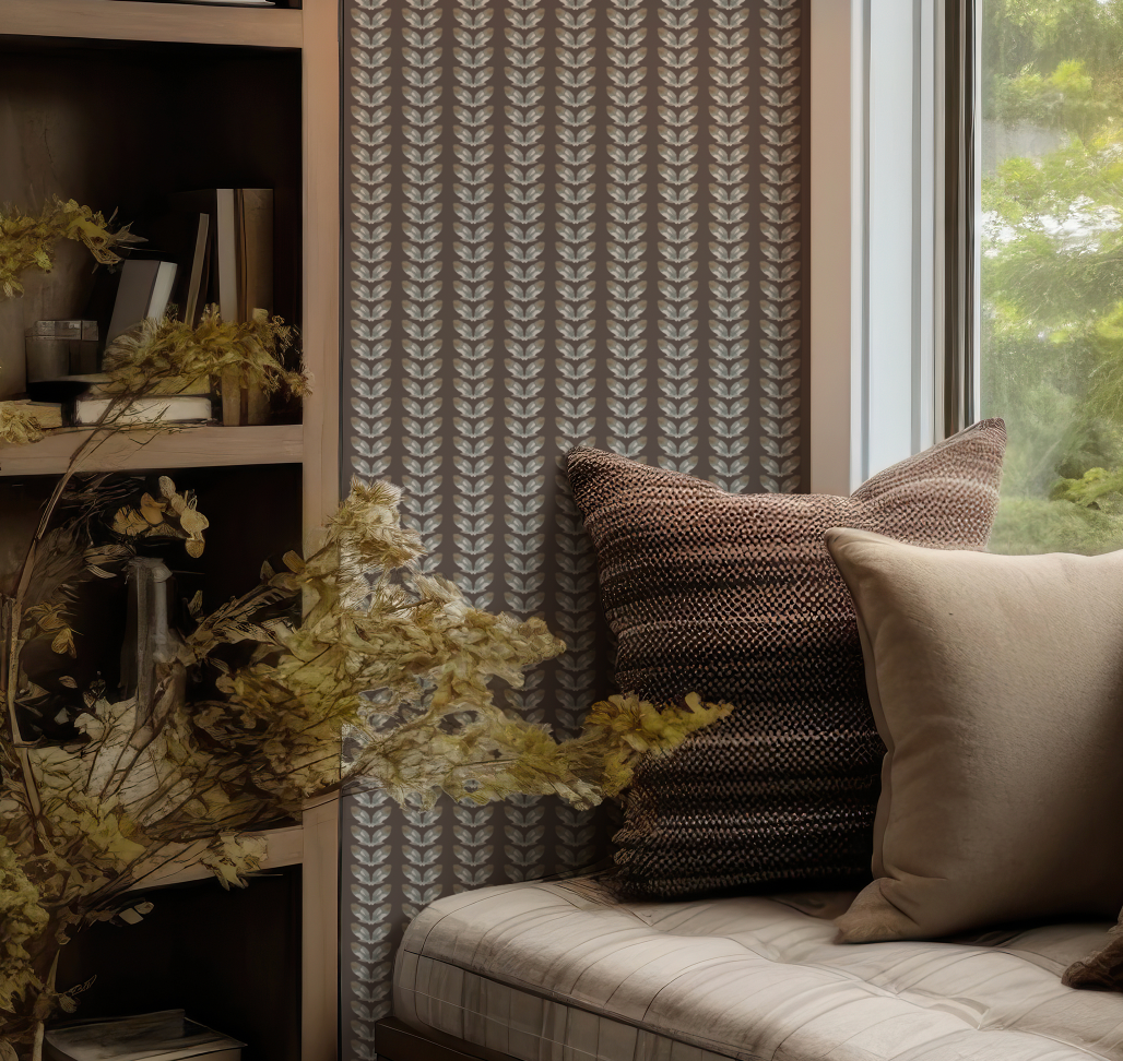 Petal Stripe on Deep Chestnut Wallpaper