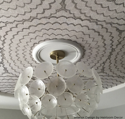 Grasscloth Flower Bloom in Dove/Black and White Wallpaper