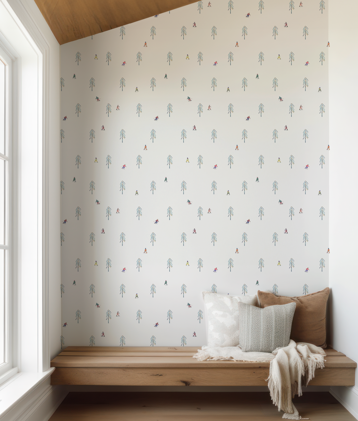 Kids Ski Day on White Wallpaper