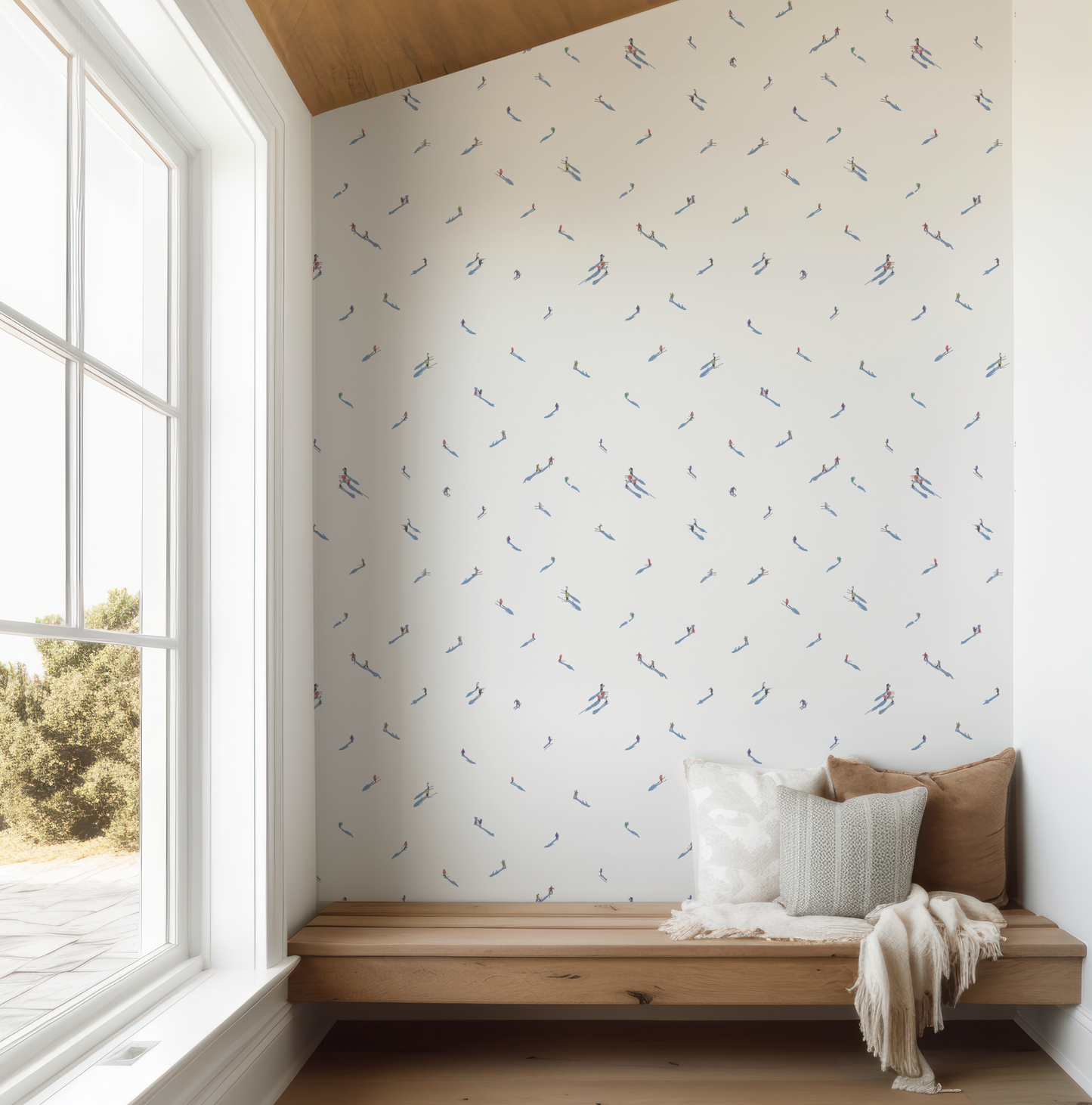Ski Hill on White Wallpaper