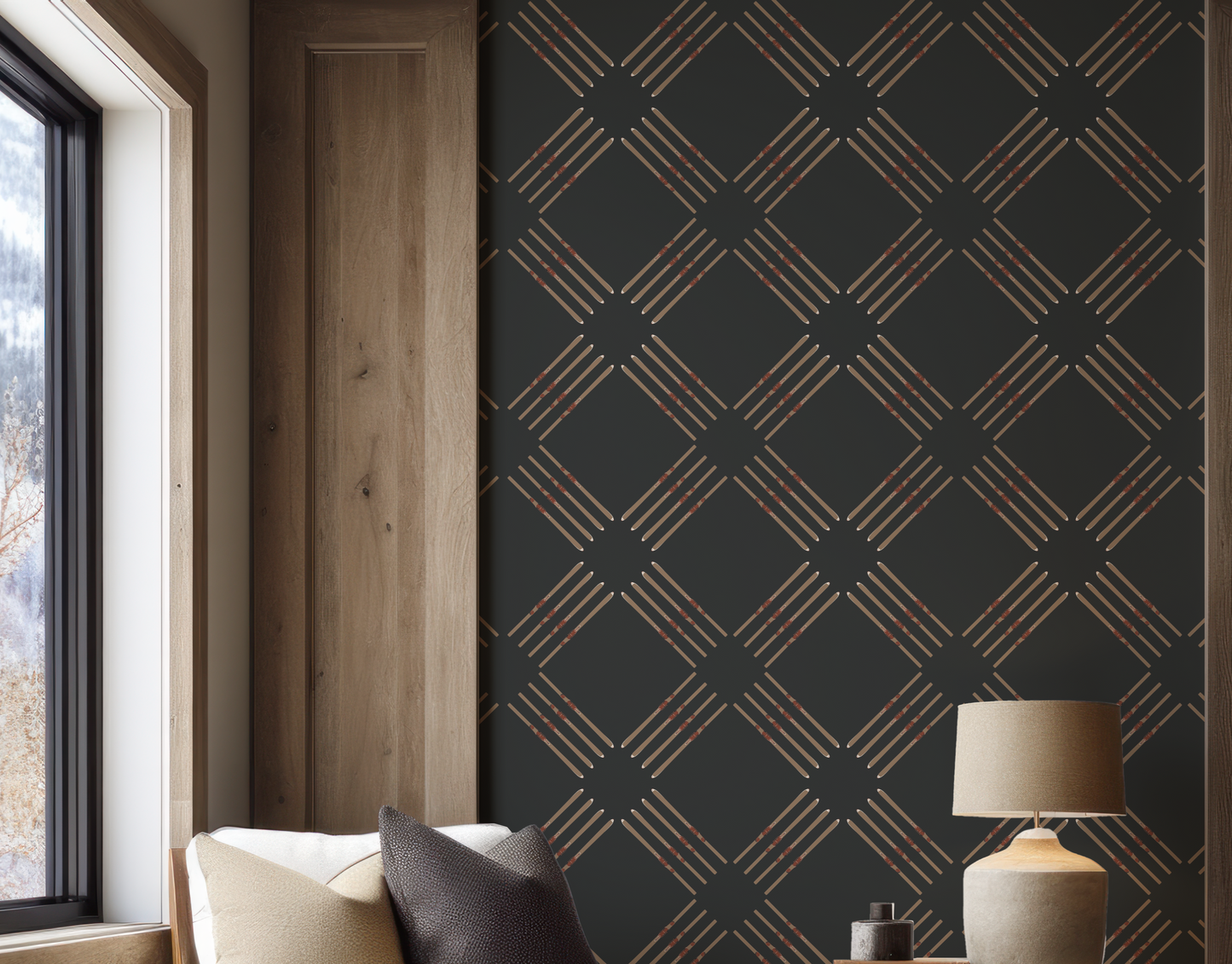 Vintage Ski Quad on Black Wallpaper