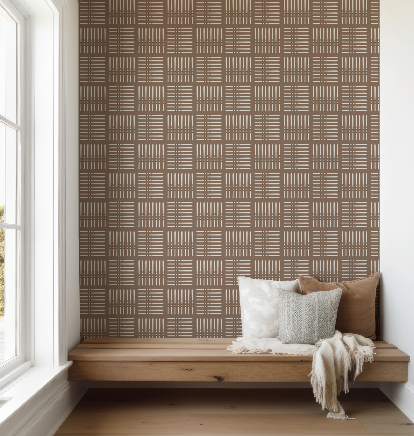 Ski Square Wallpaper in Tonal Browns