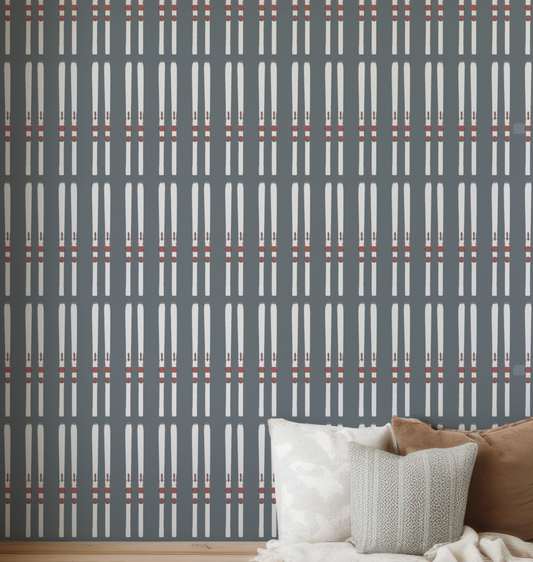 Ski Stripe on Deer Valley Blue Wallpaper