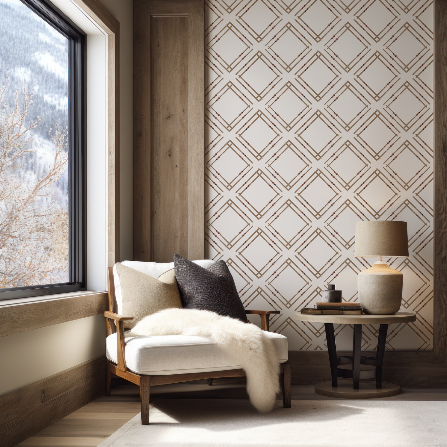 Ski Argyle on Beige Wallpaper