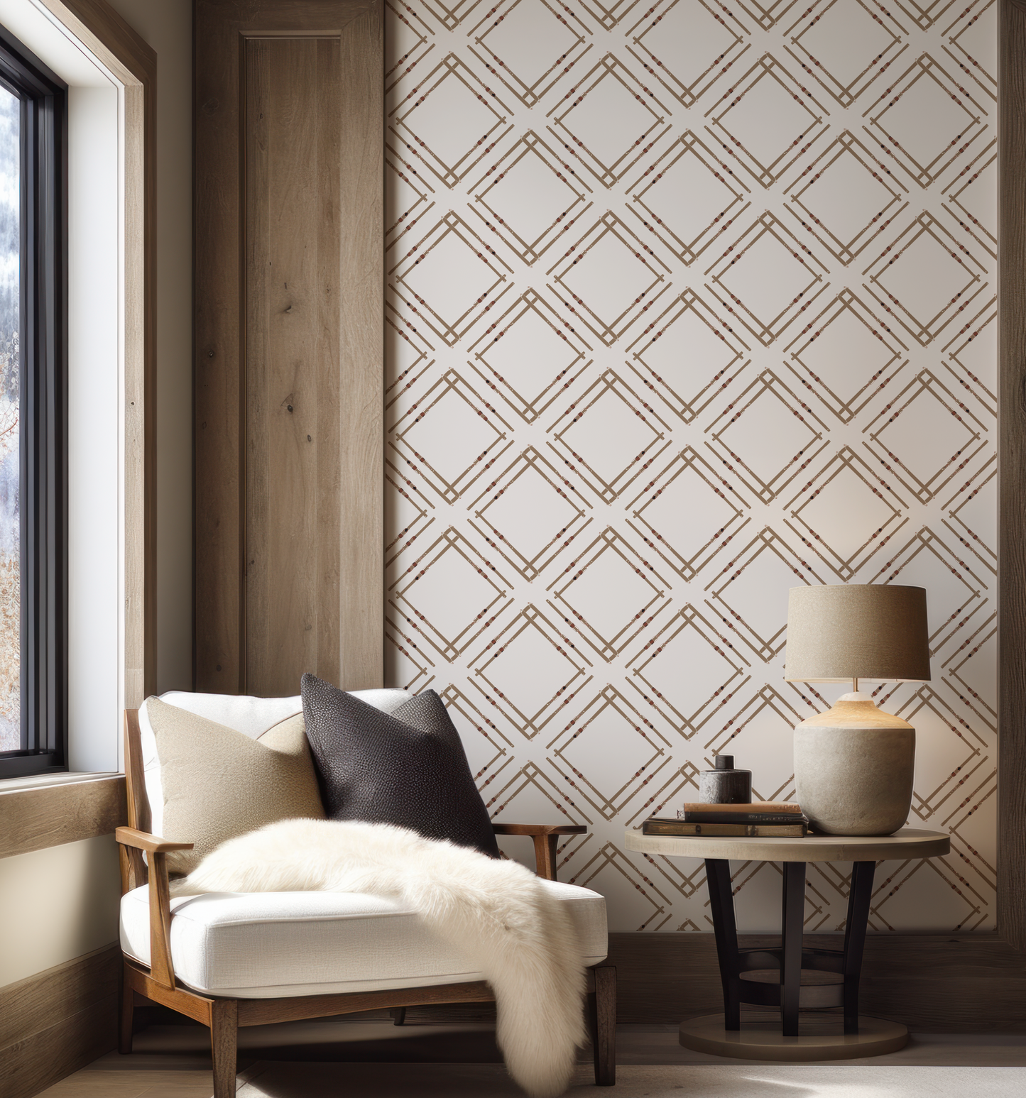 Ski Argyle on Beige Wallpaper