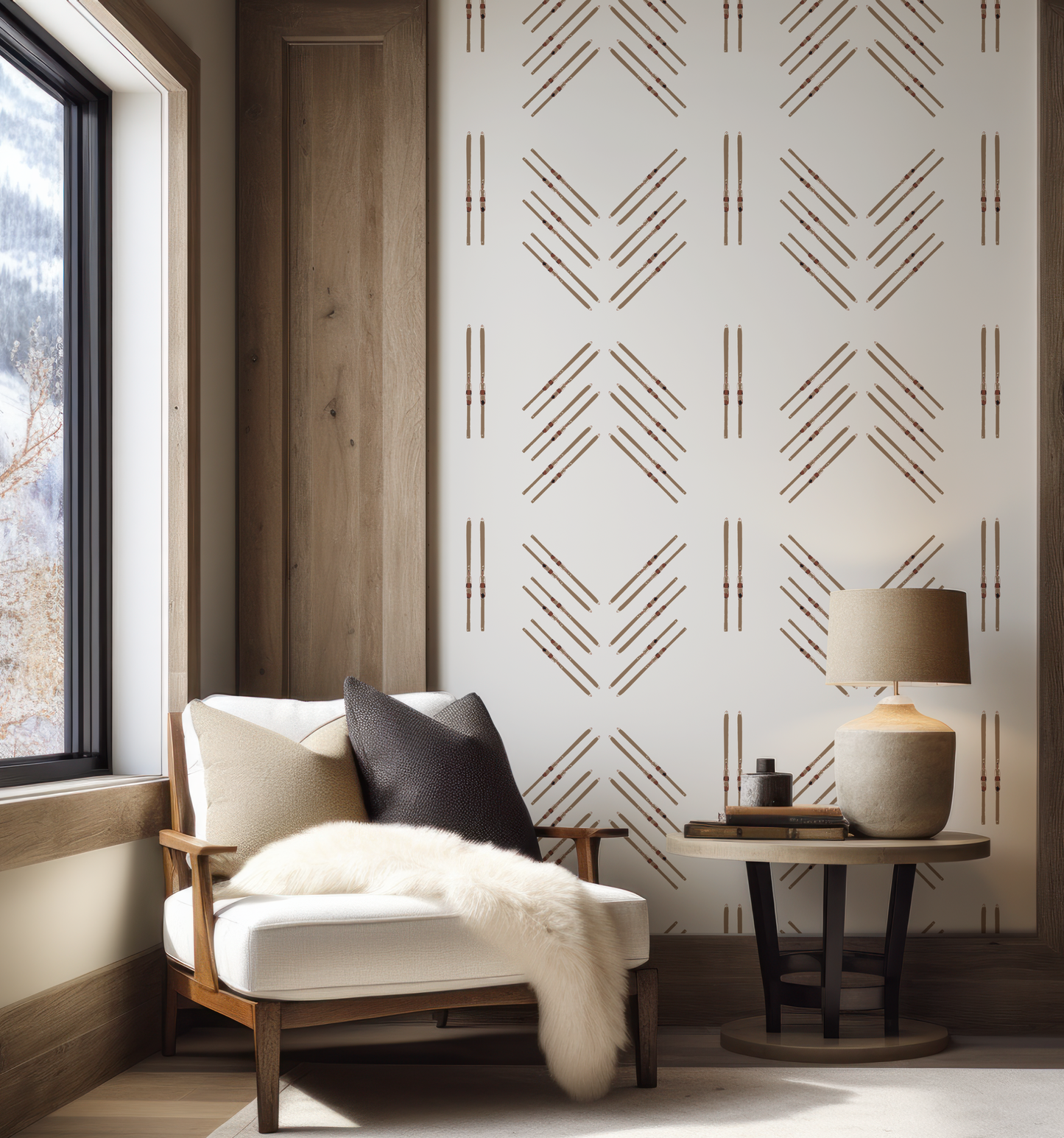 Ski Diamond on Off-White Wallpaper