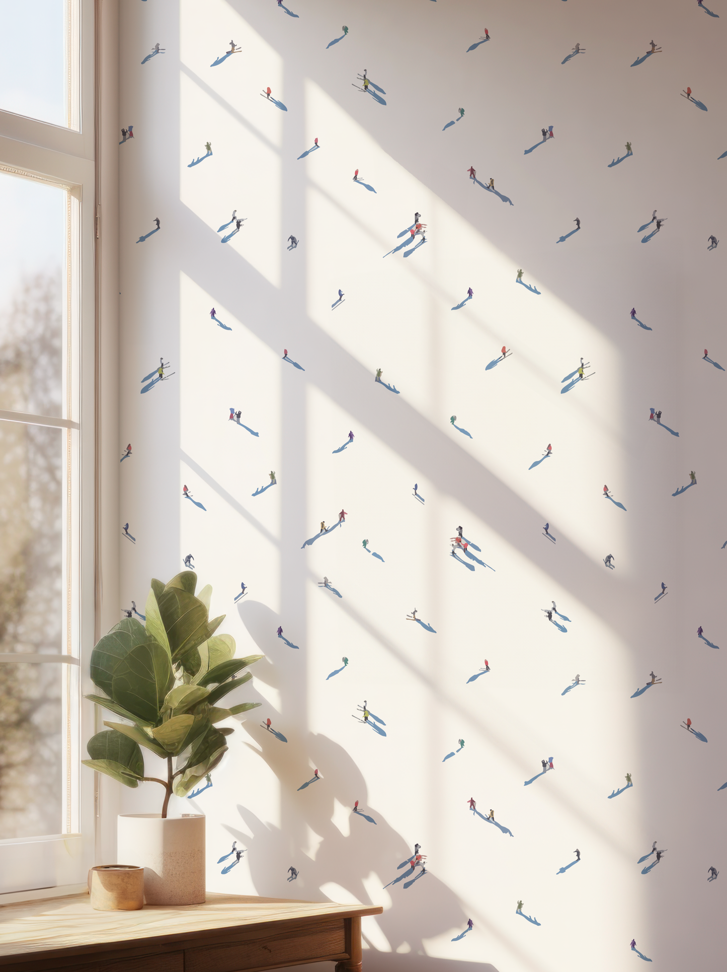 Wide Width Ski Hill on White Wallpaper