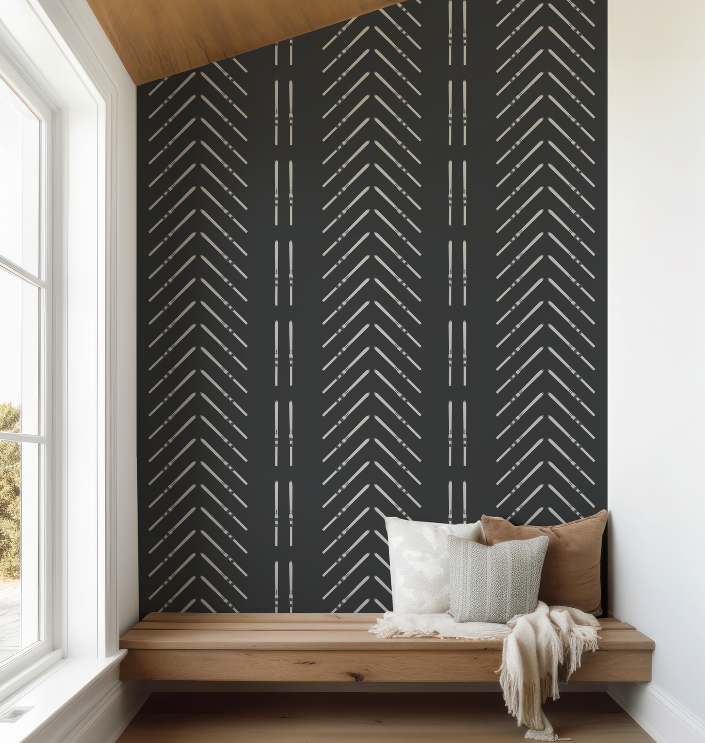 Ski Chevron and Stripe on Black Wallpaper