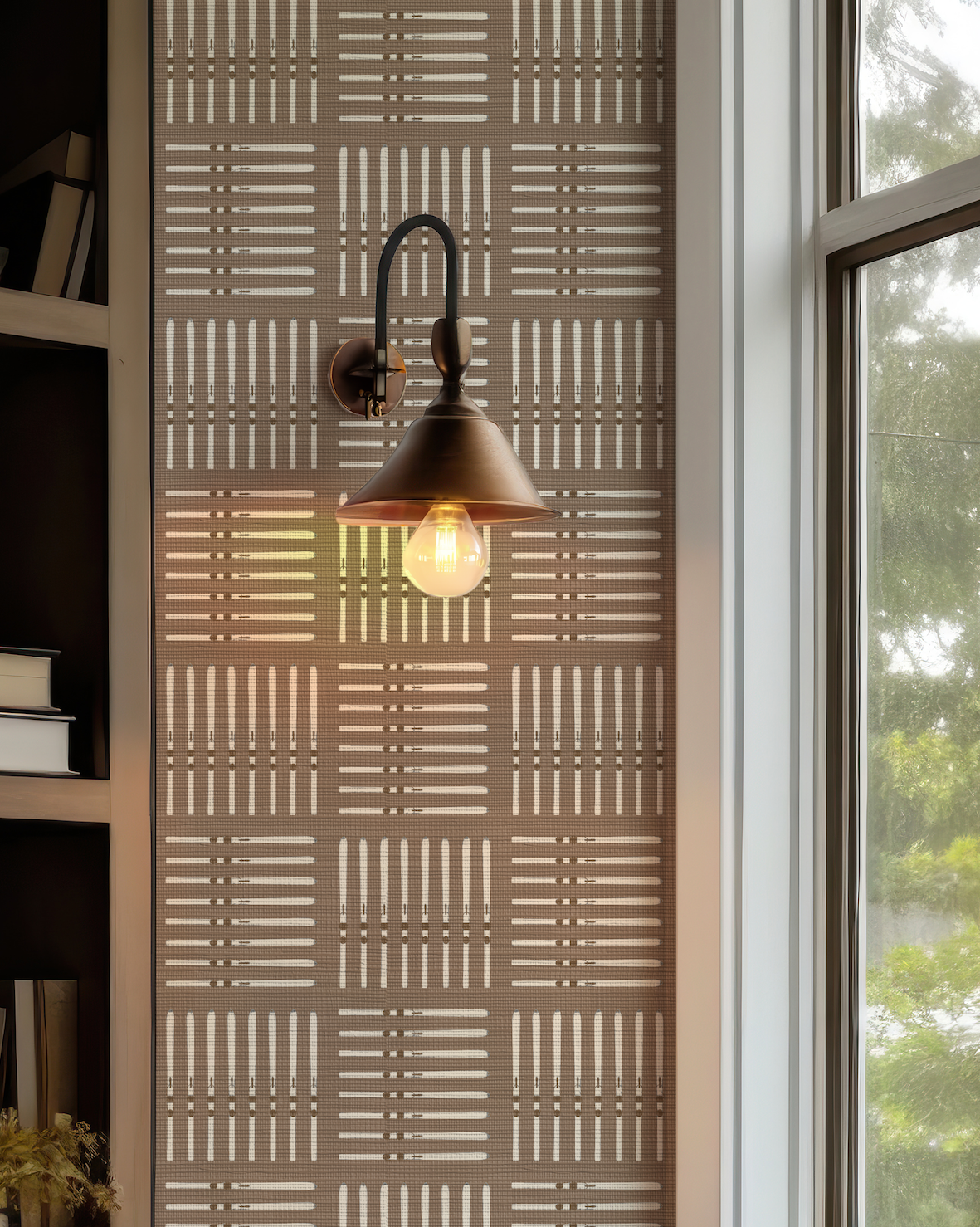 Ski Square Wallpaper in Tonal Browns