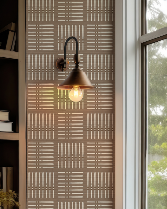 Ski Square Wallpaper in Tonal Browns