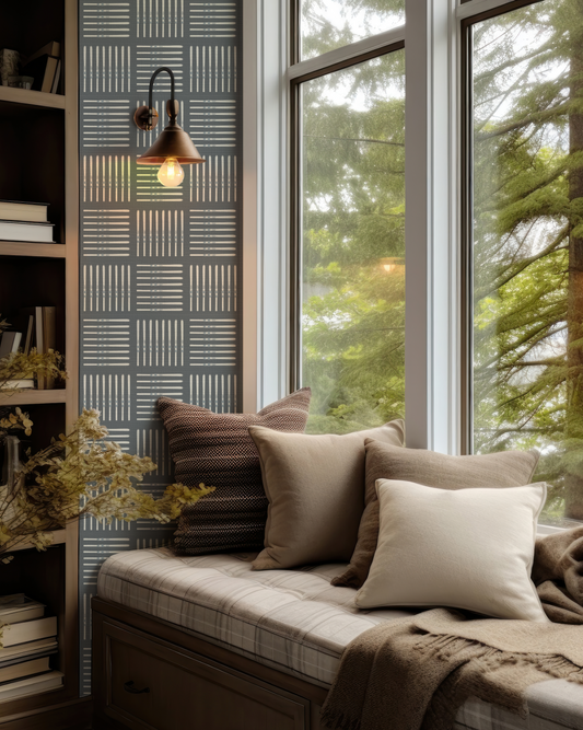 Ski Square Wallpaper in Tonal Blues