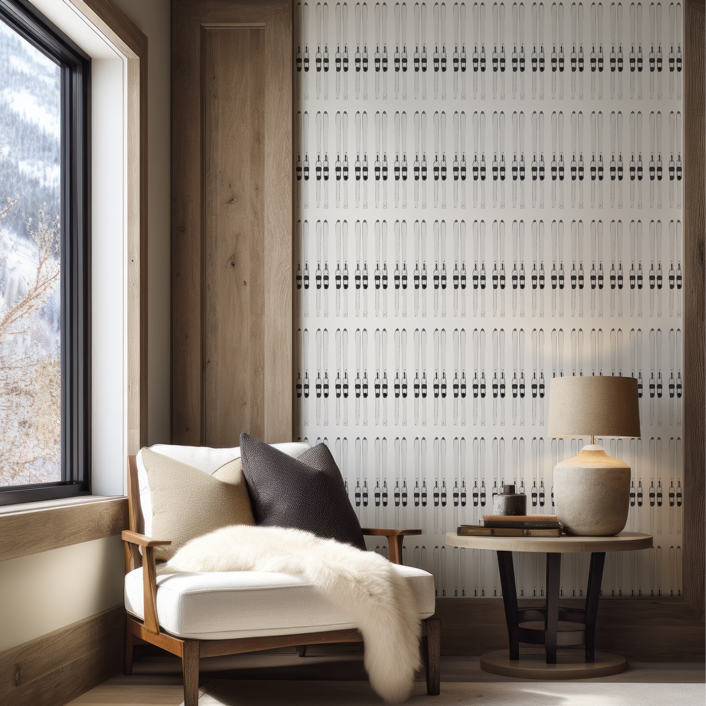Ski Stripe on White Wallpaper
