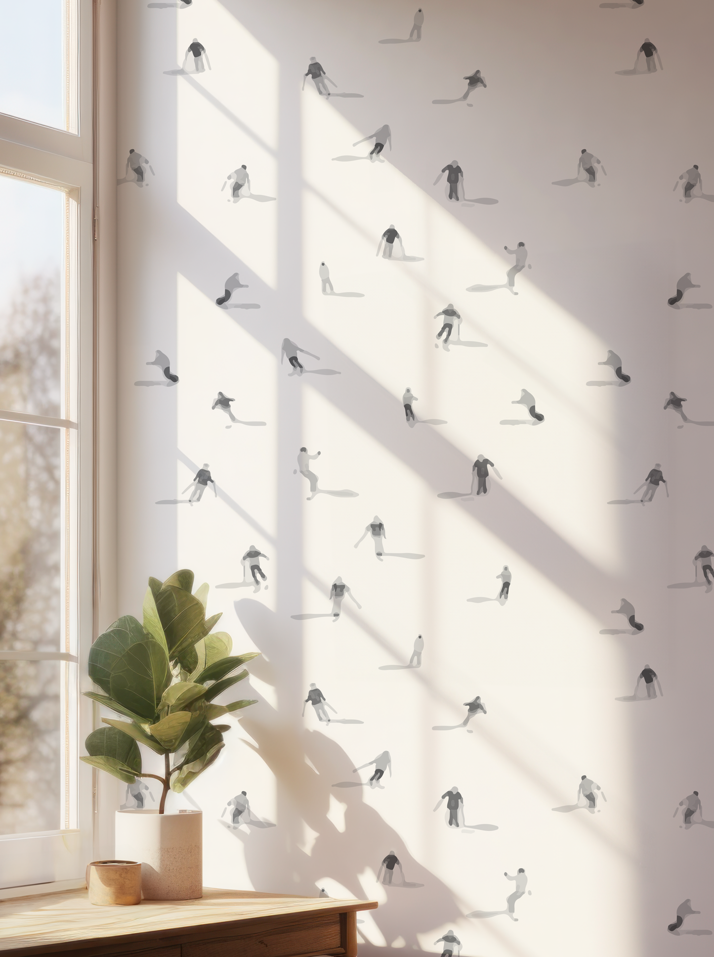 Ski Hill Grey and White Wallpaper