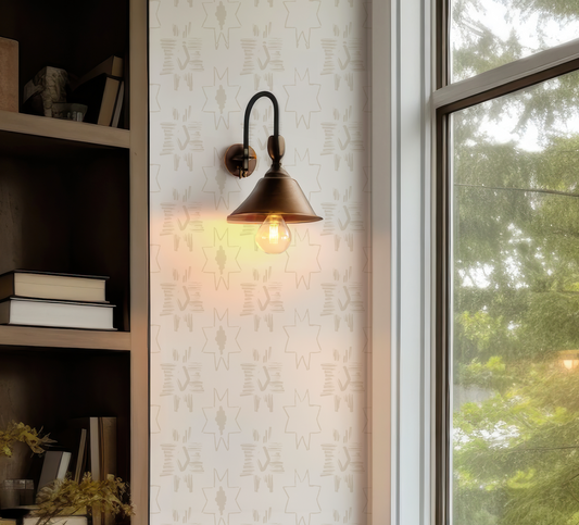 Southwestern Star on Off White Wallpaper