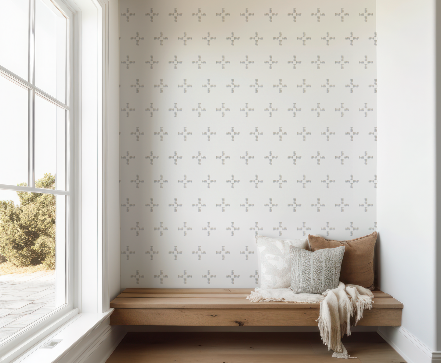 Painter's Cross on White Wallpaper