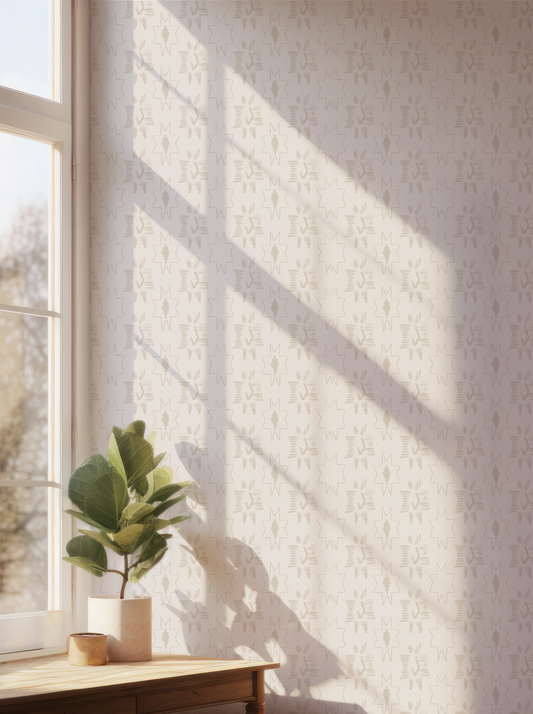 Southwestern Star on Off White Wallpaper